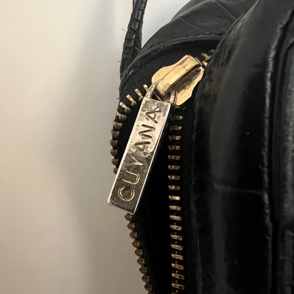 CUYANA croc-embossed cross-body bag in black/navy, Small - Picture 5 of 11
